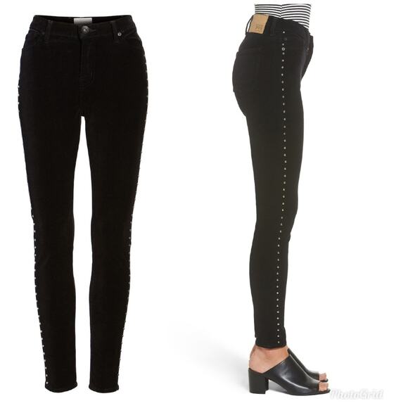 Band of Gypsies NWT Skinny Jeans Black & Silver Studded Velveteen Lola - Picture 3 of 10